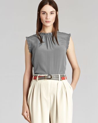 Reiss  Frill Neck and Sleeve Mimi Top - Lyst
