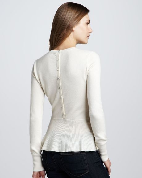 Autumn Cashmere Cashmere Peplum Sweater In White Winter White Lyst