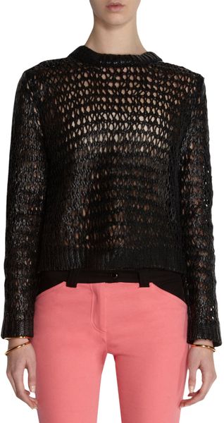Balenciaga Coated Fishnet Sweater - Lyst