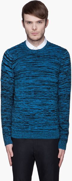 Jonathan Saunders Blue and Black Mottled Ribbed Sweater - Lyst