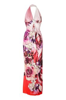 Roberto Cavalli Multicolored Cutout Halter Jersey Gown - Lyst