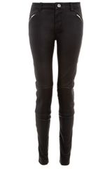 Blk Dnm Leather Ribbed Knee Trousers 1