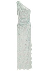 Emilio Pucci One-shoulder Lace and Stretch-silk Gown