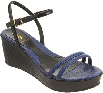 Fendi Stamped Platform Wedge Sandal - Lyst
