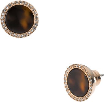 Michael Kors Tortoise Pave Slice Stud Earrings - Lyst