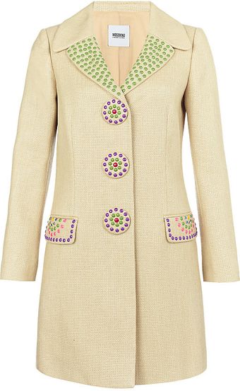Moschino Cheap & Chic Raffia Studded Coat - Lyst