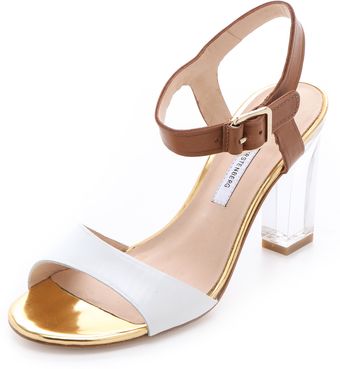 Diane Von Furstenberg Patmos Sandals with Lucite Heel - Lyst