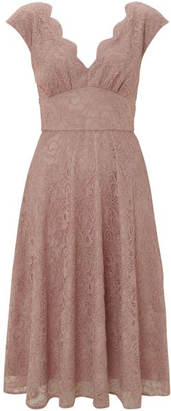 Ariella Lace V Neck Full Skirt Dress - Lyst
