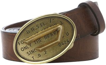 Diesel Bskei Logo Plaque Belt - Lyst