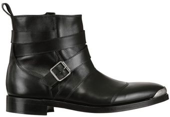 Balmain Metal Point and Buckle Leather Low Boots - Lyst
