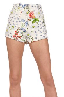 Caterina Gatta Leather Printed Crepe De Chine Shorts - Lyst