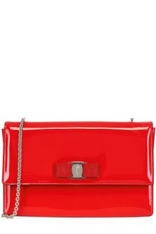 Ferragamo Ginny Bow Patent Leather Shoulder Bag - Lyst