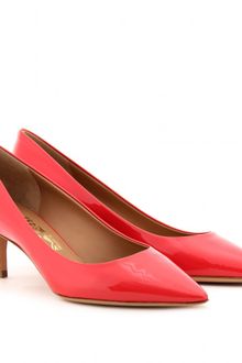 Ferragamo Susi Patent Leather Kitten Heel Pumps - Lyst