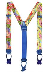 Manuel Vanni Printed Silk and Crocodile Suspenders