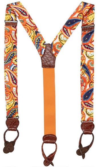 Manuel Vanni Printed Silk and Crocodile Suspenders - Lyst