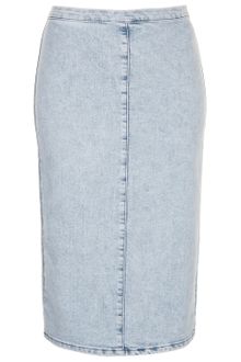 Moto Moto Acid Denim Midi Skirt - Lyst