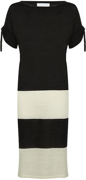 Nicole Farhi Linen Wool Striped Dress - Lyst
