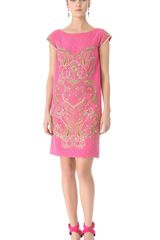 Reem Acra Beaded Cap Sleeve Dress