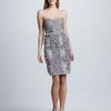 Sue Wong Petalskirt Strapless Cocktail Dress in Gray (platinum) - Lyst