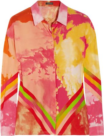 Versace Printed Silkcrepe Shirt - Lyst