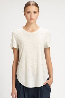 3.1 Phillip Lim Embellished Silk Trim Tee - Lyst