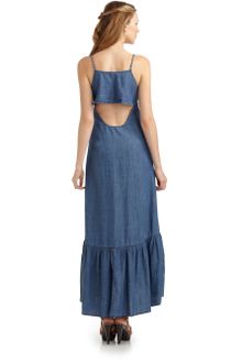 Free People Cutout Back Denim Maxi Dress - Lyst