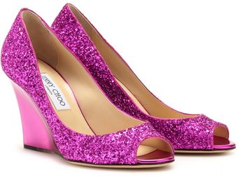 Jimmy Choo Baxen Glitter Wedges - Lyst