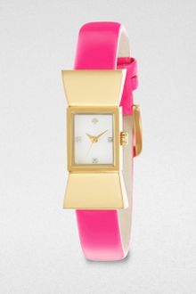 Kate Spade Carlyle Goldtone Bow Patent Leather Strap Watch - Lyst