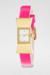 Kate Spade Carlyle Goldtone Bow Patent Leather Strap Watch