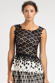 Oscar de la Renta Guipure Lace Peplum Top - Lyst