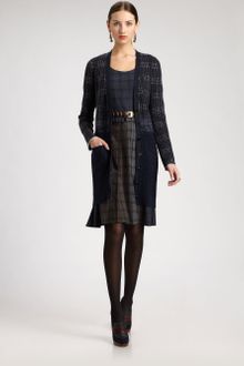 Oscar de la Renta Plaid Knit Coat - Lyst