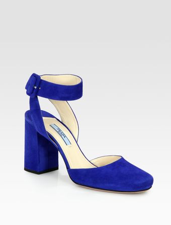 Prada Suede Ankle Strap Pumps - Lyst