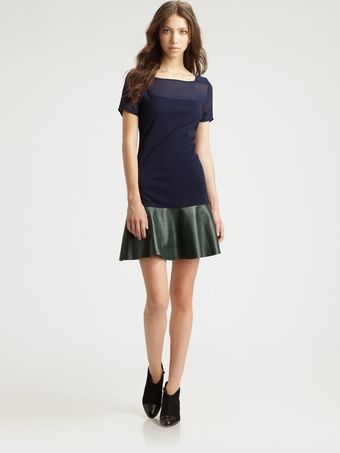 Sachin & Babi Robbie Chiffon Leather Dress - Lyst