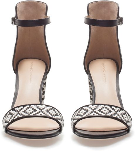 Zara Wideheel Sandal with Ankle Strap in Black (two-tone) - Lyst