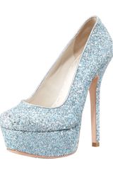 Alice + Olivia Larimore Glitter Platform Pump Silverblu