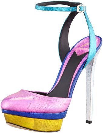 B Brian Atwood Fontenay Hologram Snakeskin Platform Pump - Lyst