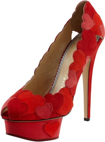 Charlotte Olympia Love Me Heartapplique Pump Red - Lyst