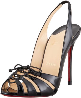 Christian Louboutin Etica Patent Leatherpvc Slingback Red Sole Sandal - Lyst