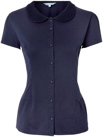 Dickins & Jones Ladies Spot Collar Peplum Jersey Top - Lyst