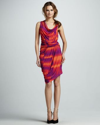Halston Heritage Printed Draped Dress - Lyst