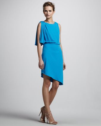 Halston Heritage Dress with Pleated Should - Lyst