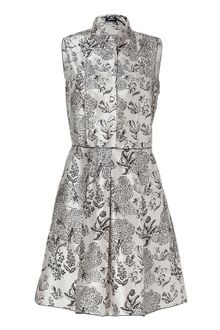 Jil Sander Navy Pearlebony Printed Silk Dress - Lyst