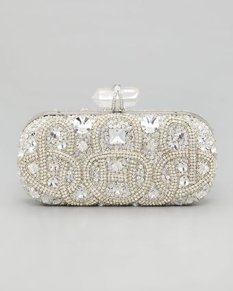 Marchesa Lily Medium Embroidered Stone Box Clutch Cl - Lyst