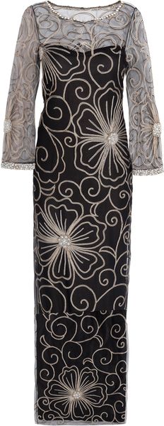 Marchesa Floral Embroidery Column Gown - Lyst