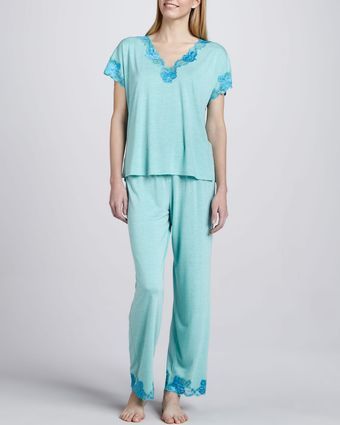 Natori Zen Lacetrim Pajamas Sea Glass - Lyst