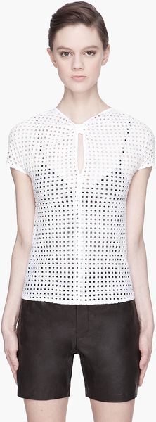 Pierre Balmain White Broderie Anglaise Cut Out T-Shirt - Lyst