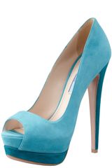 Prada Suede Twotone Pump Turquoise