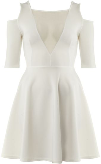 Tfnc Cut Out Shoulder Flared Dress - Lyst