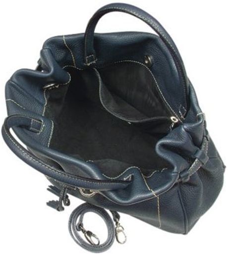 Buti Navy Blue Pebble Italian Leather Satchel Handbag in Blue (navy) Buti Navy Blue Pebble Italian Leather Satchel Handbag in Blue (navy)