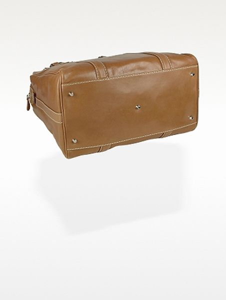 Buti Zippered Genuine Italian Leather Travel Tote Bag in Brown (tan) | Lyst